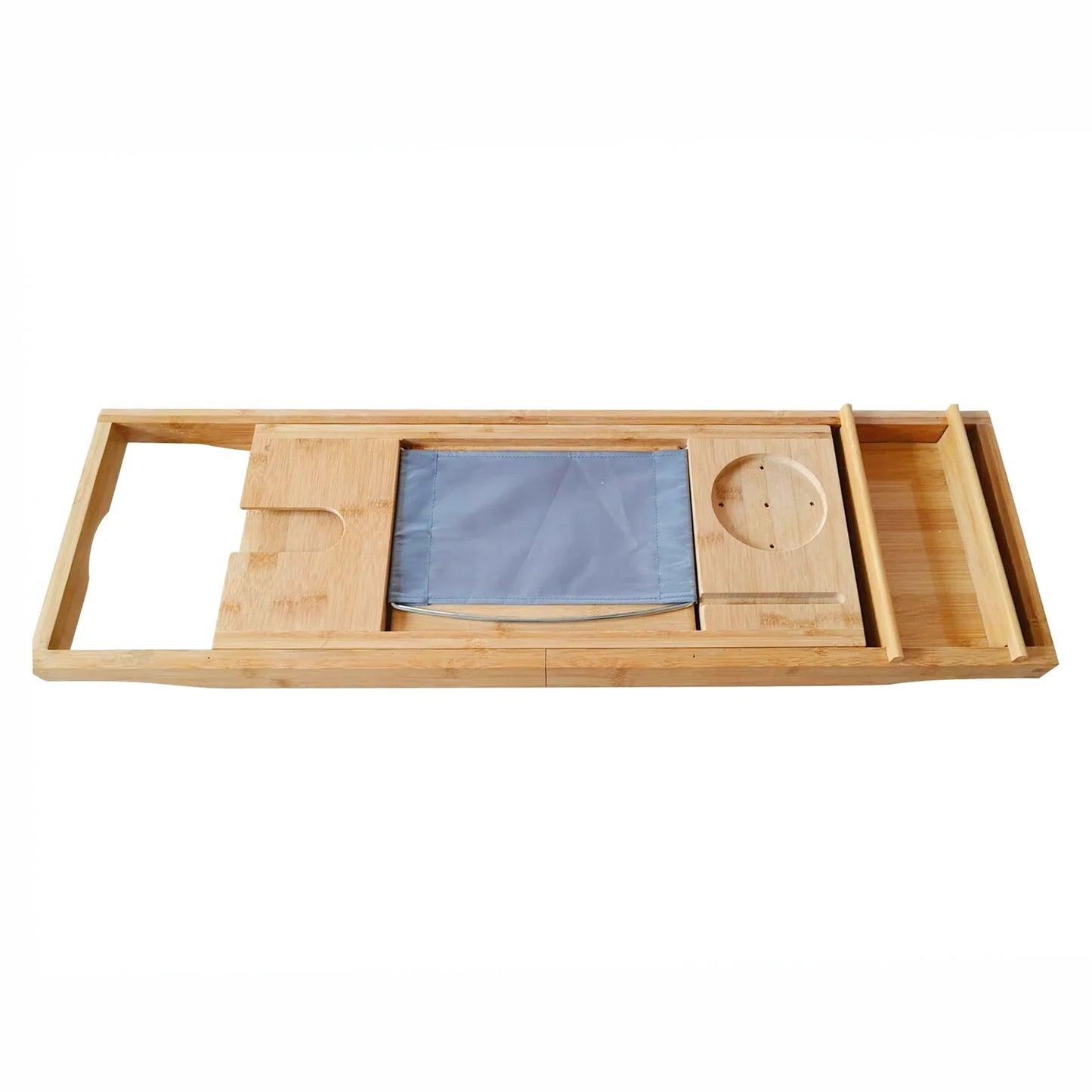 Expandable Bamboo Bath Tray – Durable, Waterproof Bathtub Caddy with Adjustable iPad Stand, for Relaxing Bath Time