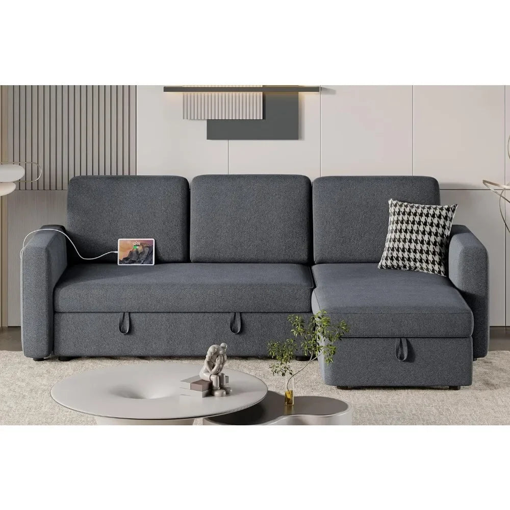 Sectional Sofa L-Shaped Sofa w/Pull Out Bed