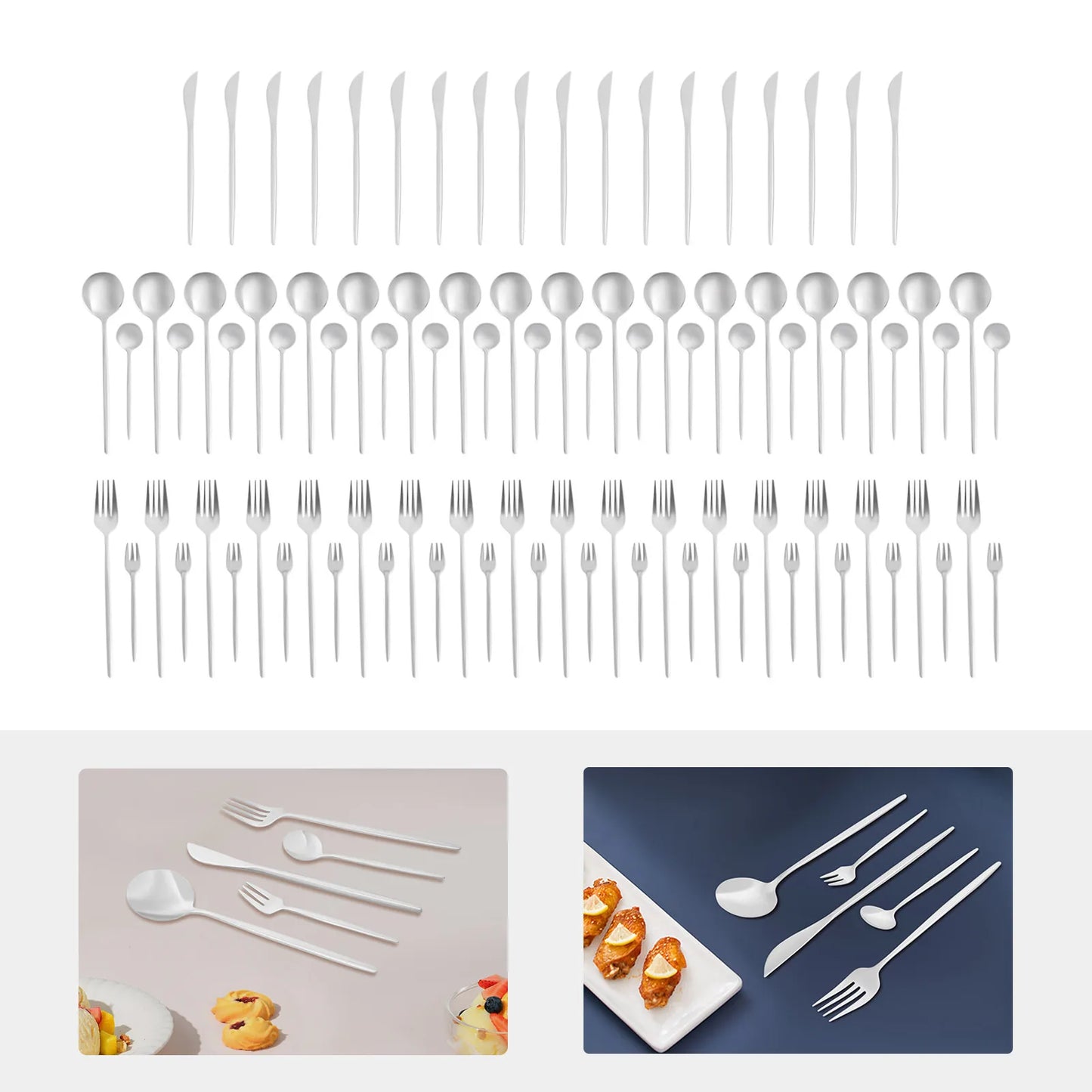 90Pcs Stainless Steel Flatware