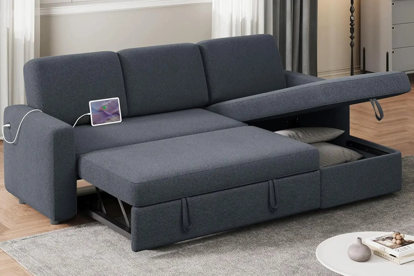 Sectional Sofa L-Shaped Sofa w/Pull Out Bed