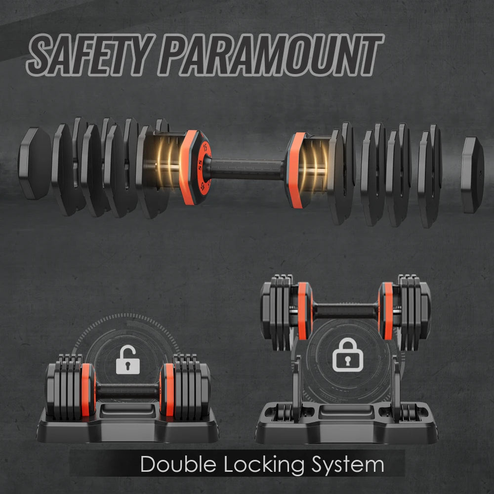 5 in 1 Single Adjustable Dumbbell with Anti-Slip Metal Handle