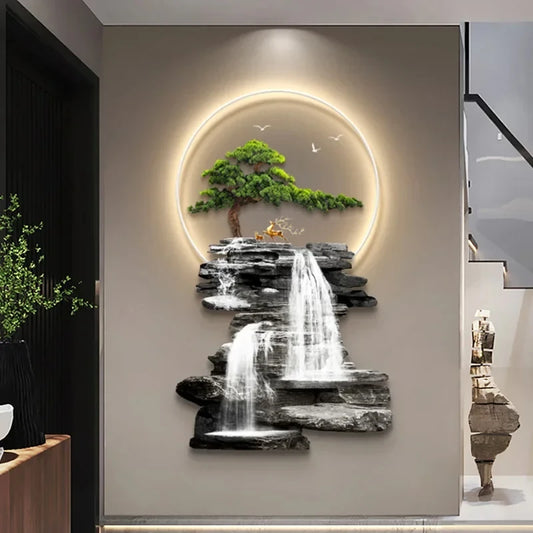 Crystal Porcelain Acrylic 3d wall painting with lights