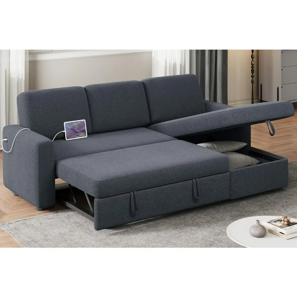 Sectional Sofa L-Shaped Sofa w/Pull Out Bed