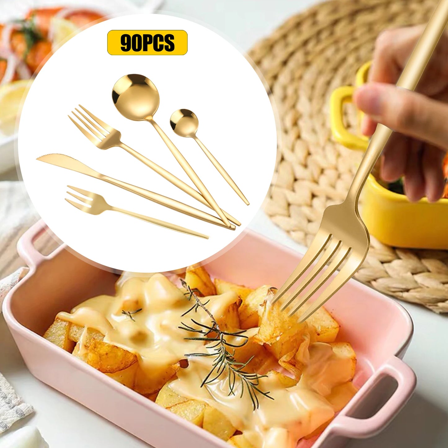 90Pcs Stainless Steel Flatware