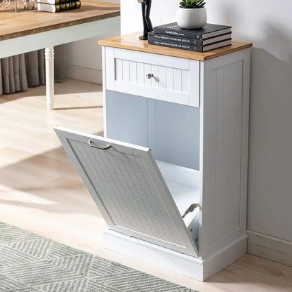 Freestanding Kitchen Trash Cabinet/Laundry Hamper