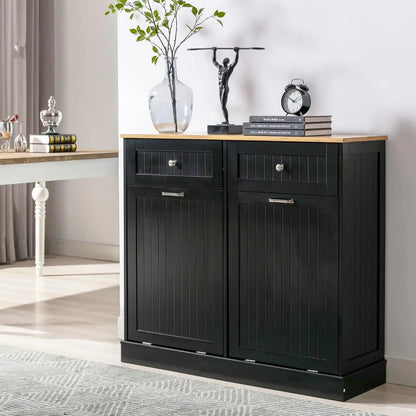 Freestanding Kitchen Trash Cabinet/Laundry Hamper