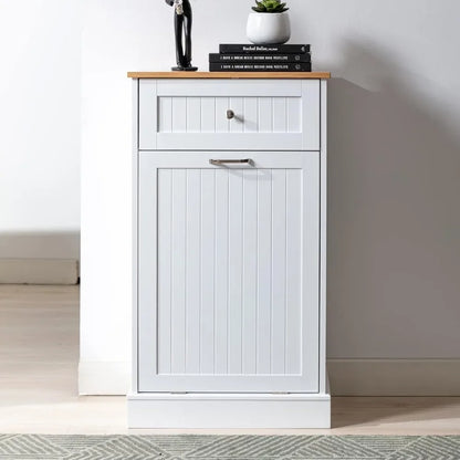 Freestanding Kitchen Trash Cabinet/Laundry Hamper