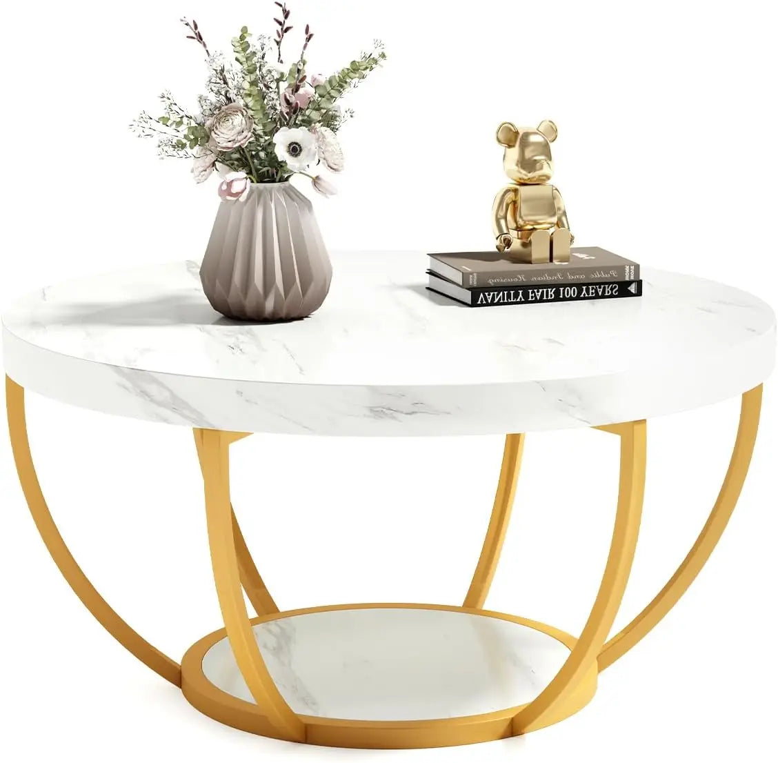 Modern Open Storage Round Coffee Table
