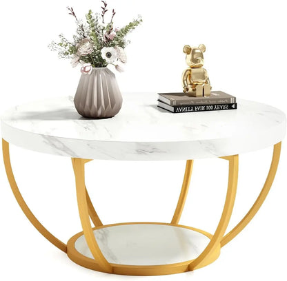 Modern Open Storage Round Coffee Table