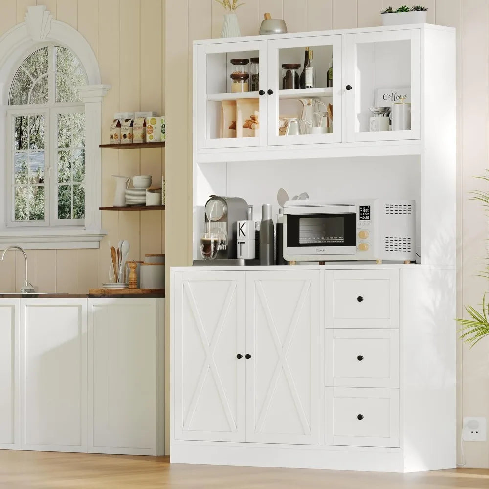 Hutch with Microwave Stand & Charging Station