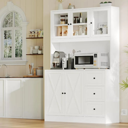 Hutch with Microwave Stand & Charging Station