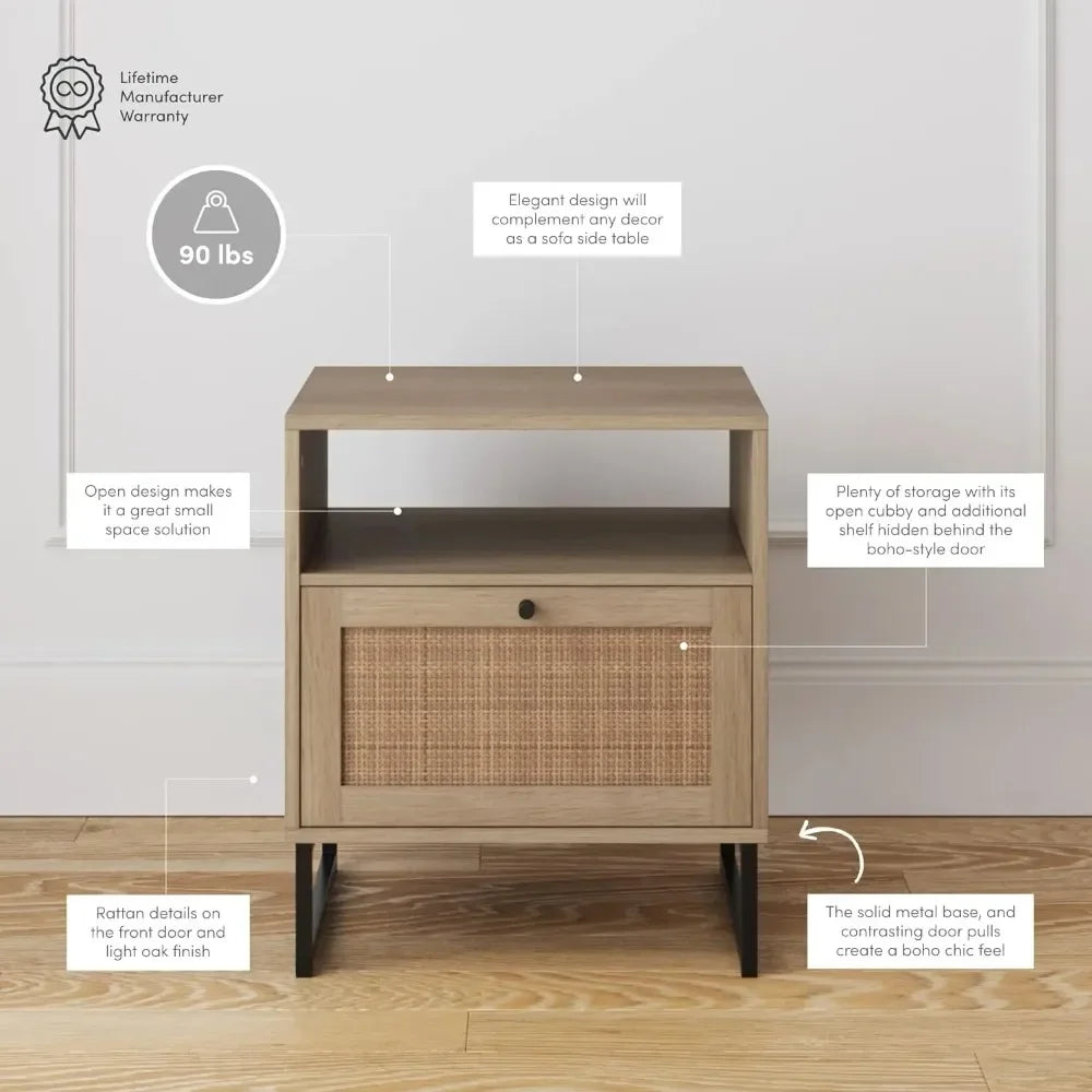 Rattan Wood Accent Table