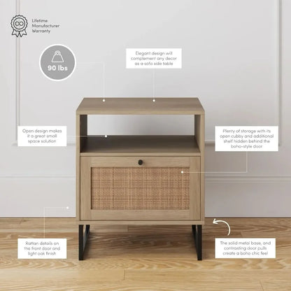 Rattan Wood Accent Table