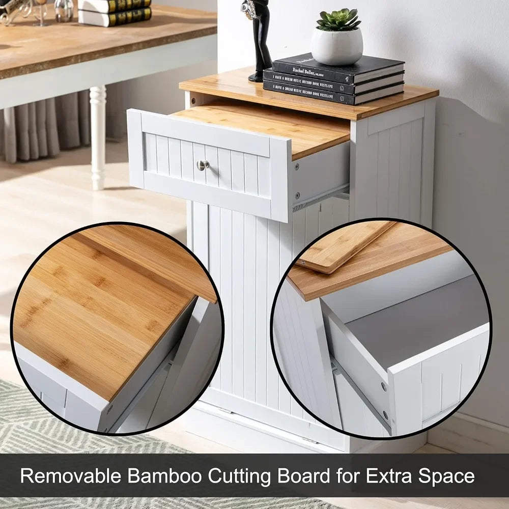 Freestanding Kitchen Trash Cabinet/Laundry Hamper