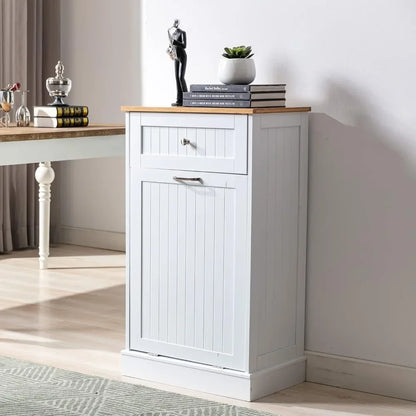 Freestanding Kitchen Trash Cabinet/Laundry Hamper