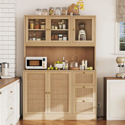 Hutch with Microwave Stand & Charging Station