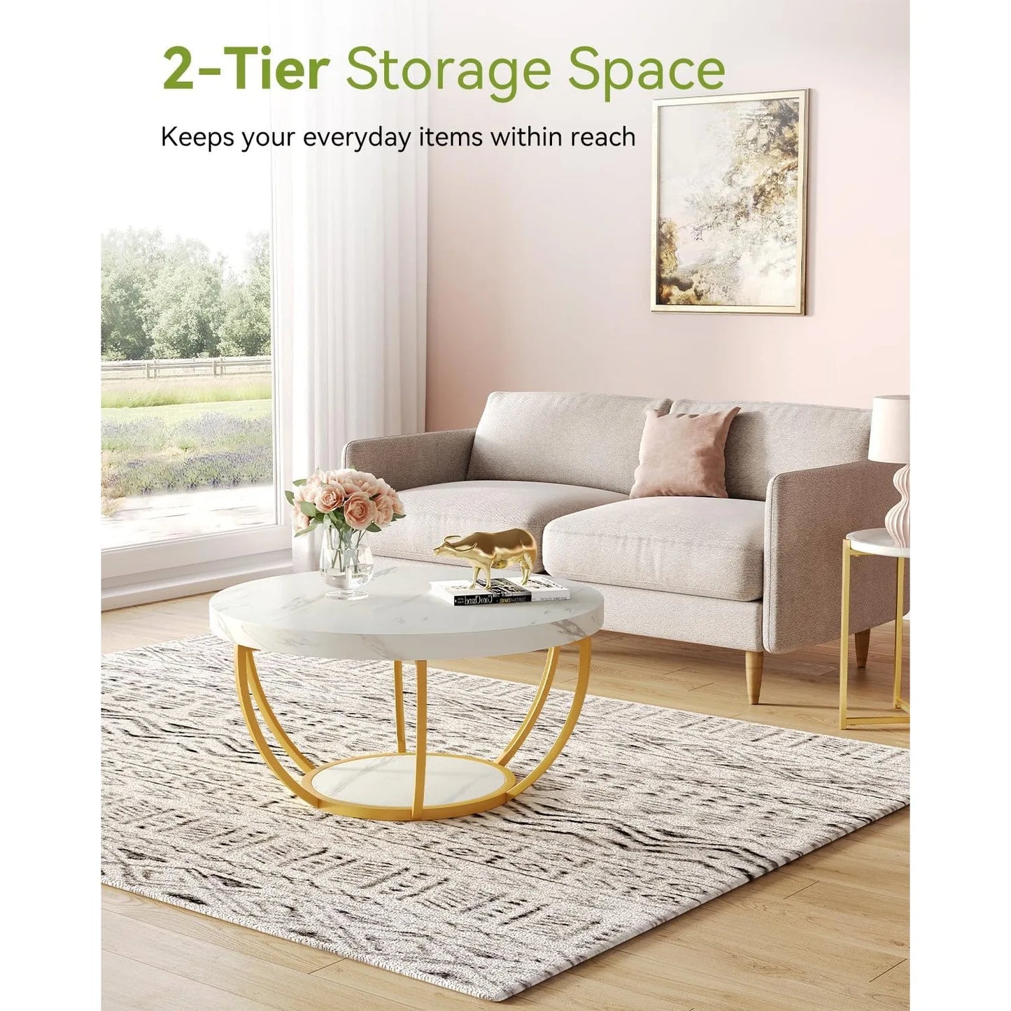 Modern Open Storage Round Coffee Table