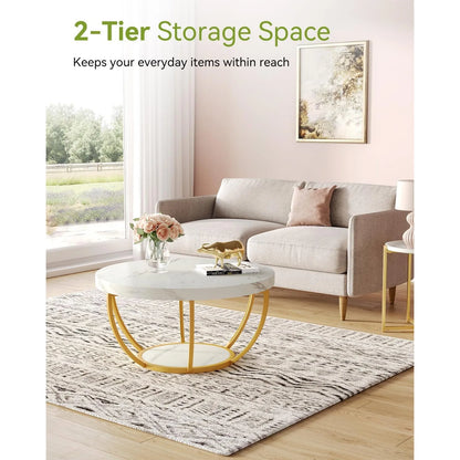 Modern Open Storage Round Coffee Table