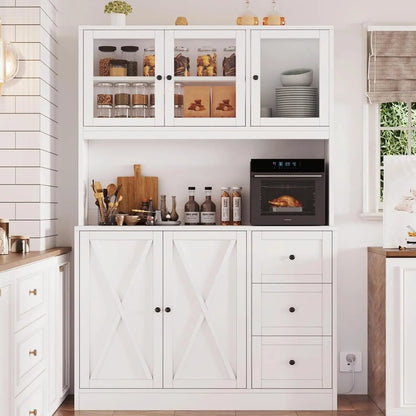 Hutch with Microwave Stand & Charging Station