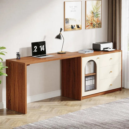 Modern Corner Computer Desk with Drawers