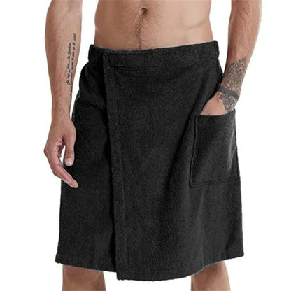 Men Soft Wearable Bath Towel with Pocket