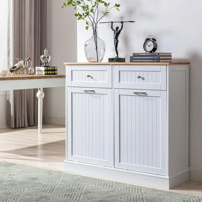 Freestanding Kitchen Trash Cabinet/Laundry Hamper