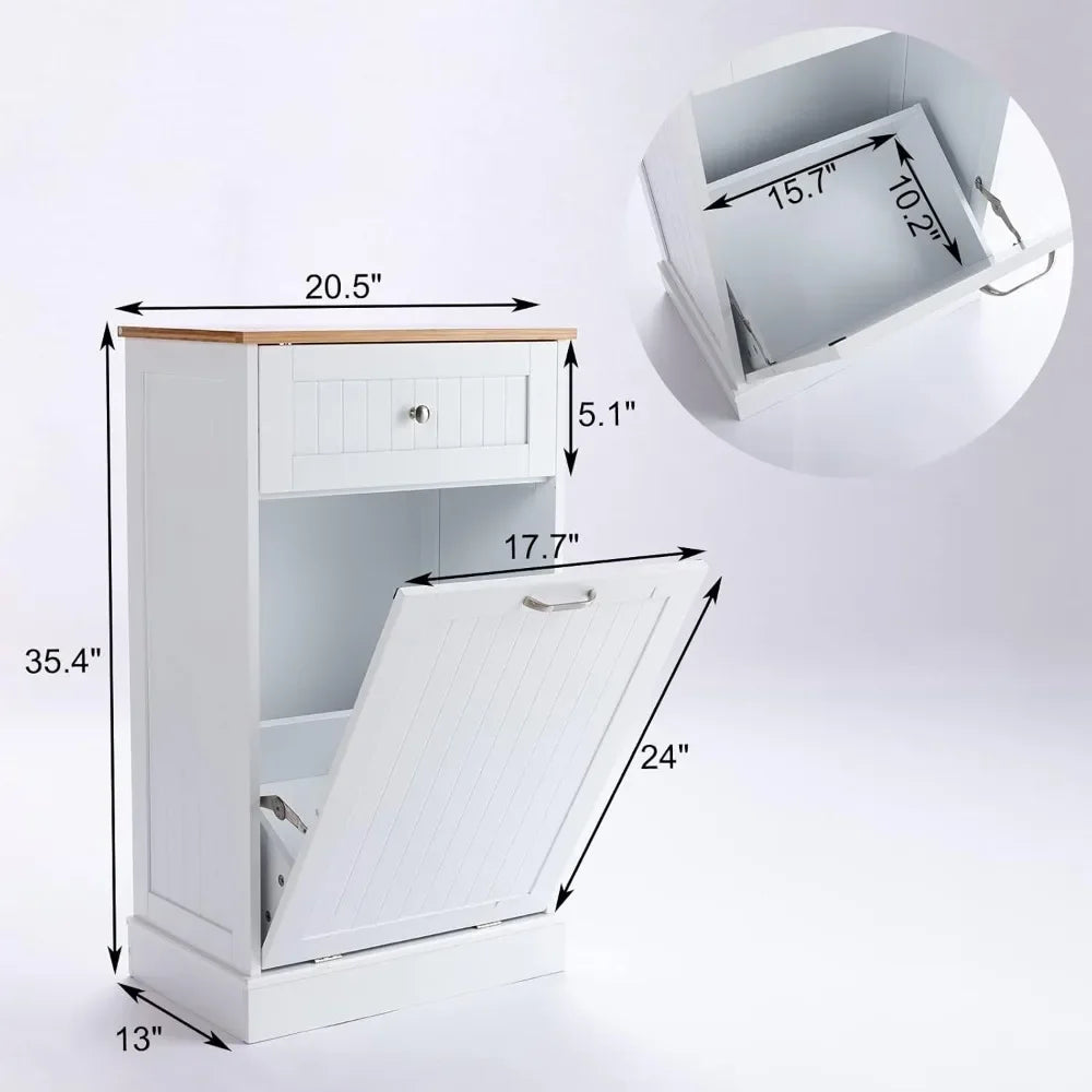 Freestanding Kitchen Trash Cabinet/Laundry Hamper
