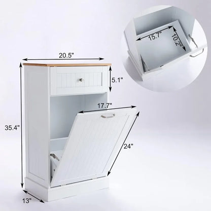 Freestanding Kitchen Trash Cabinet/Laundry Hamper