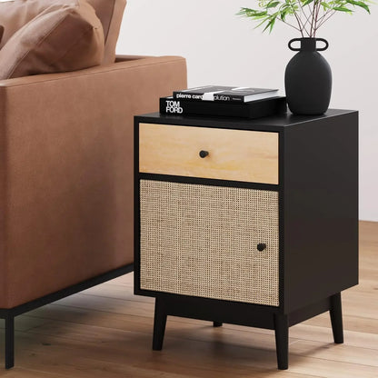 Rattan Wood Accent Table