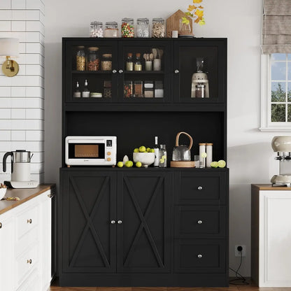 Hutch with Microwave Stand & Charging Station