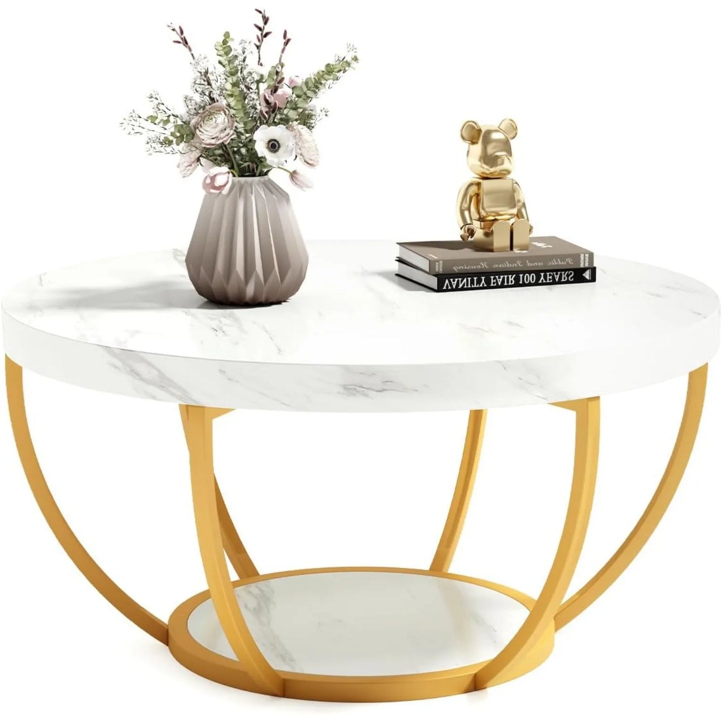 Modern Open Storage Round Coffee Table