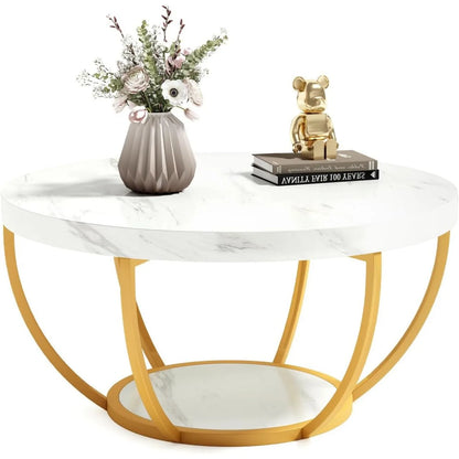 Modern Open Storage Round Coffee Table