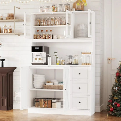 Hutch with Microwave Stand & Charging Station