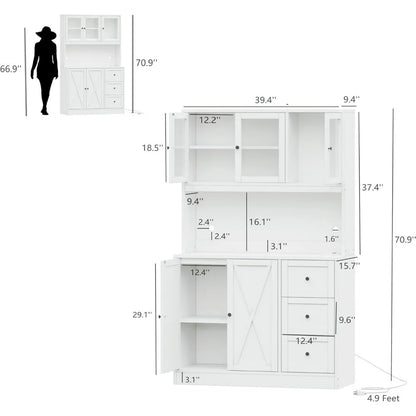 Hutch with Microwave Stand & Charging Station