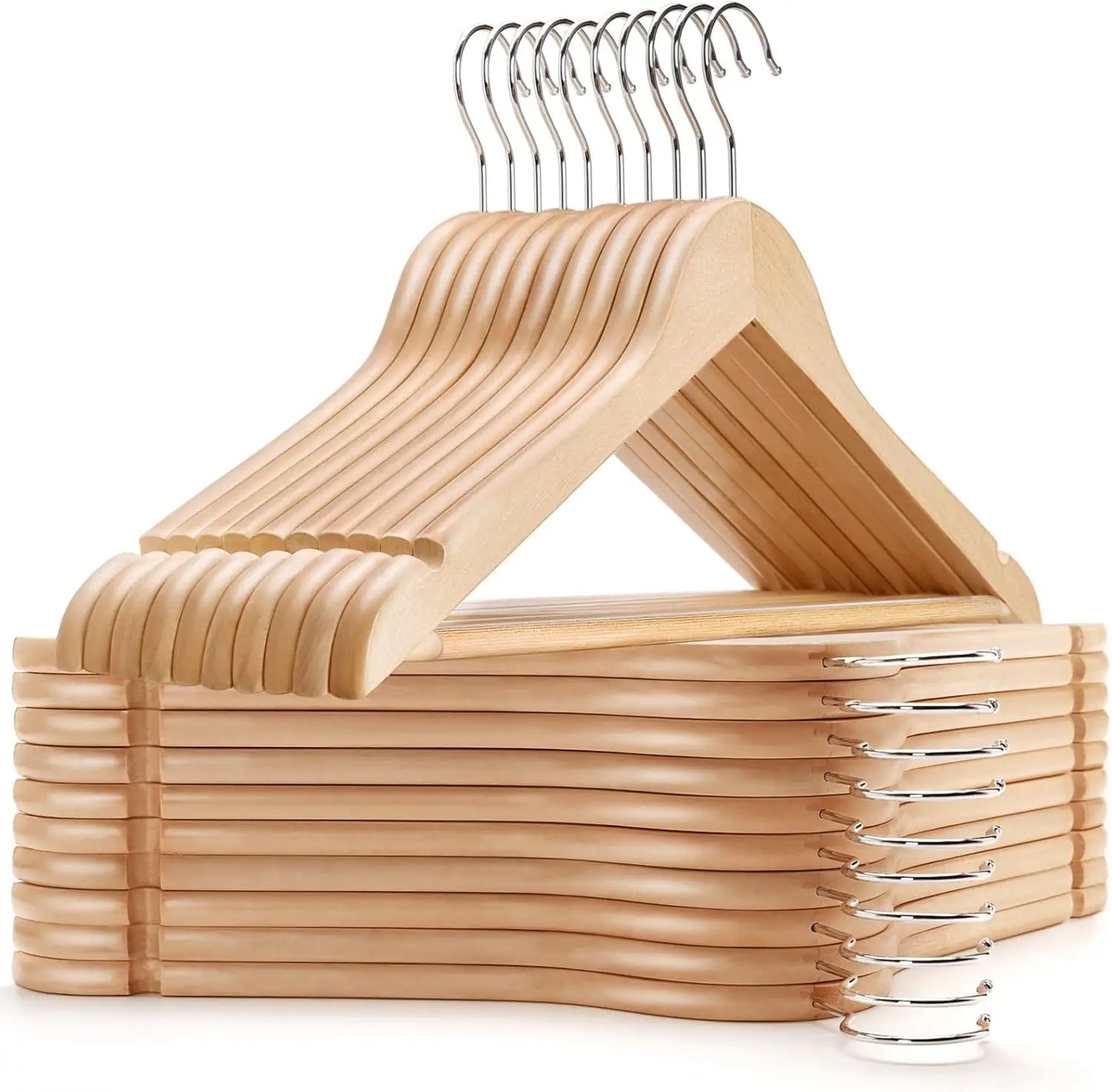 30 Pack Vintage Wooden Coat Hangers