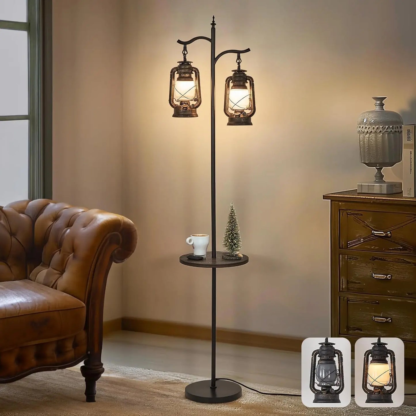 Vintage, Standing Rustic Lantern Floor Lamp