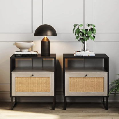 Rattan Wood Accent Table