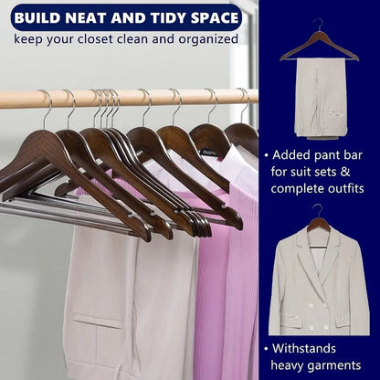 30 Pack Vintage Wooden Coat Hangers