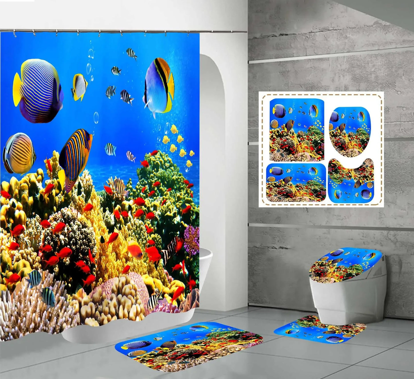 Blue Ocean Underwater World Bathmat Set