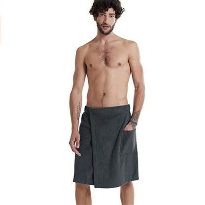 Men Soft Wearable Bath Towel with Pocket