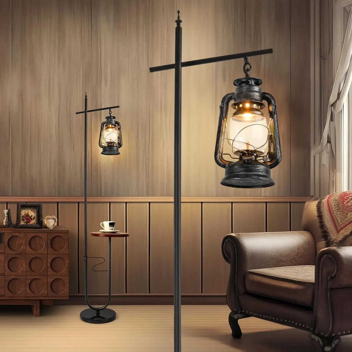 Vintage, Standing Rustic Lantern Floor Lamp