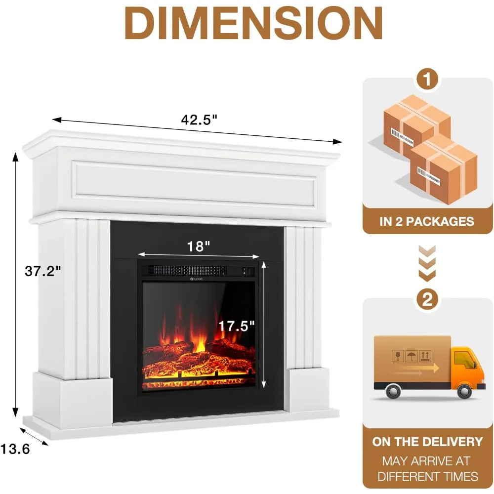 Electric Fireplace with Mantle