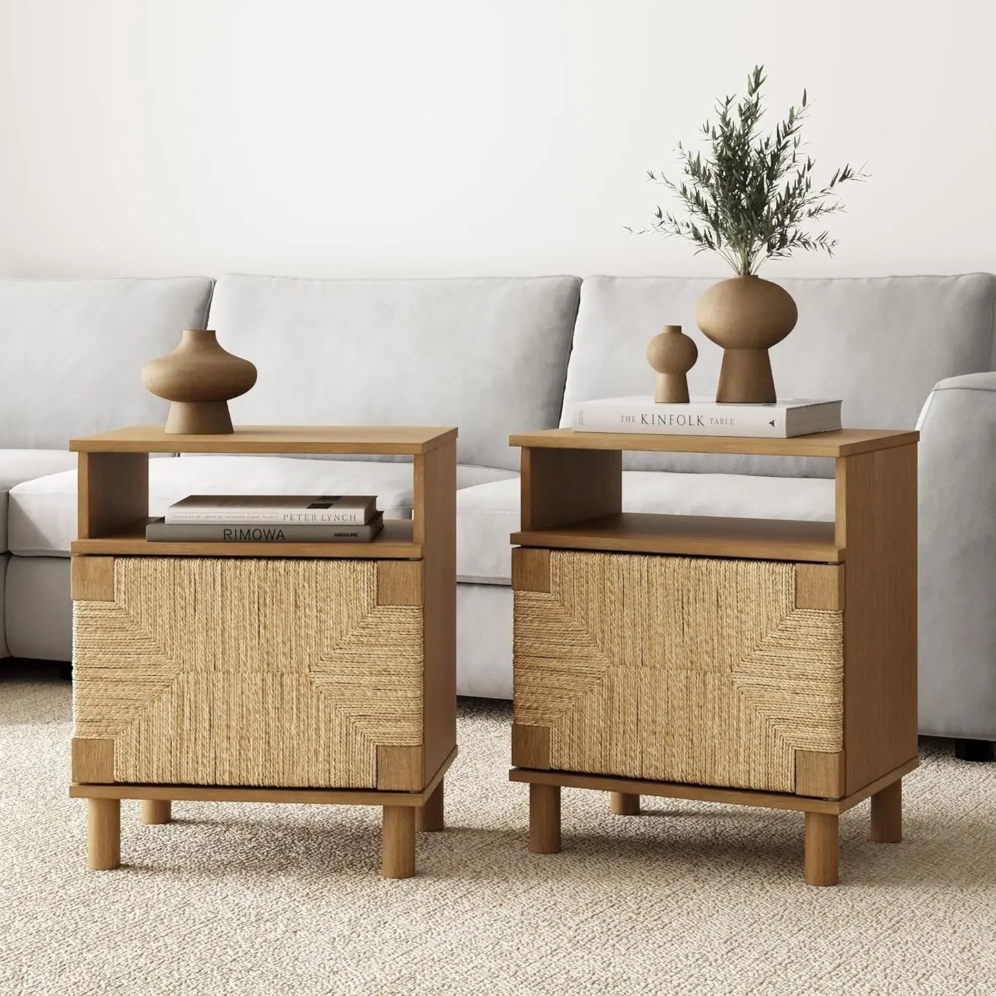 Rattan Wood Accent Table