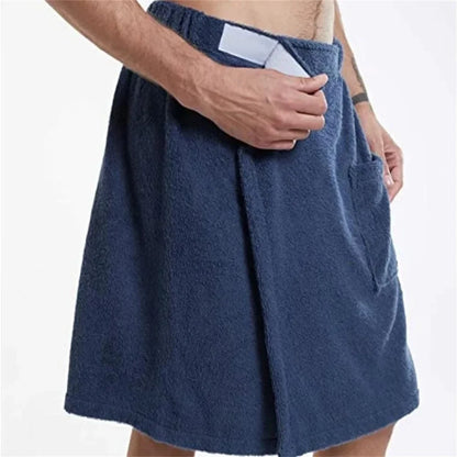 Men Soft Wearable Bath Towel with Pocket