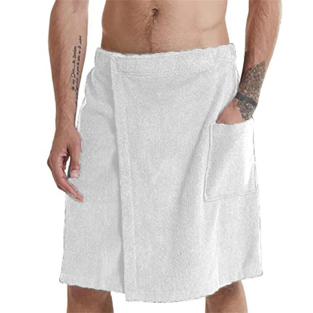 Men Soft Wearable Bath Towel with Pocket