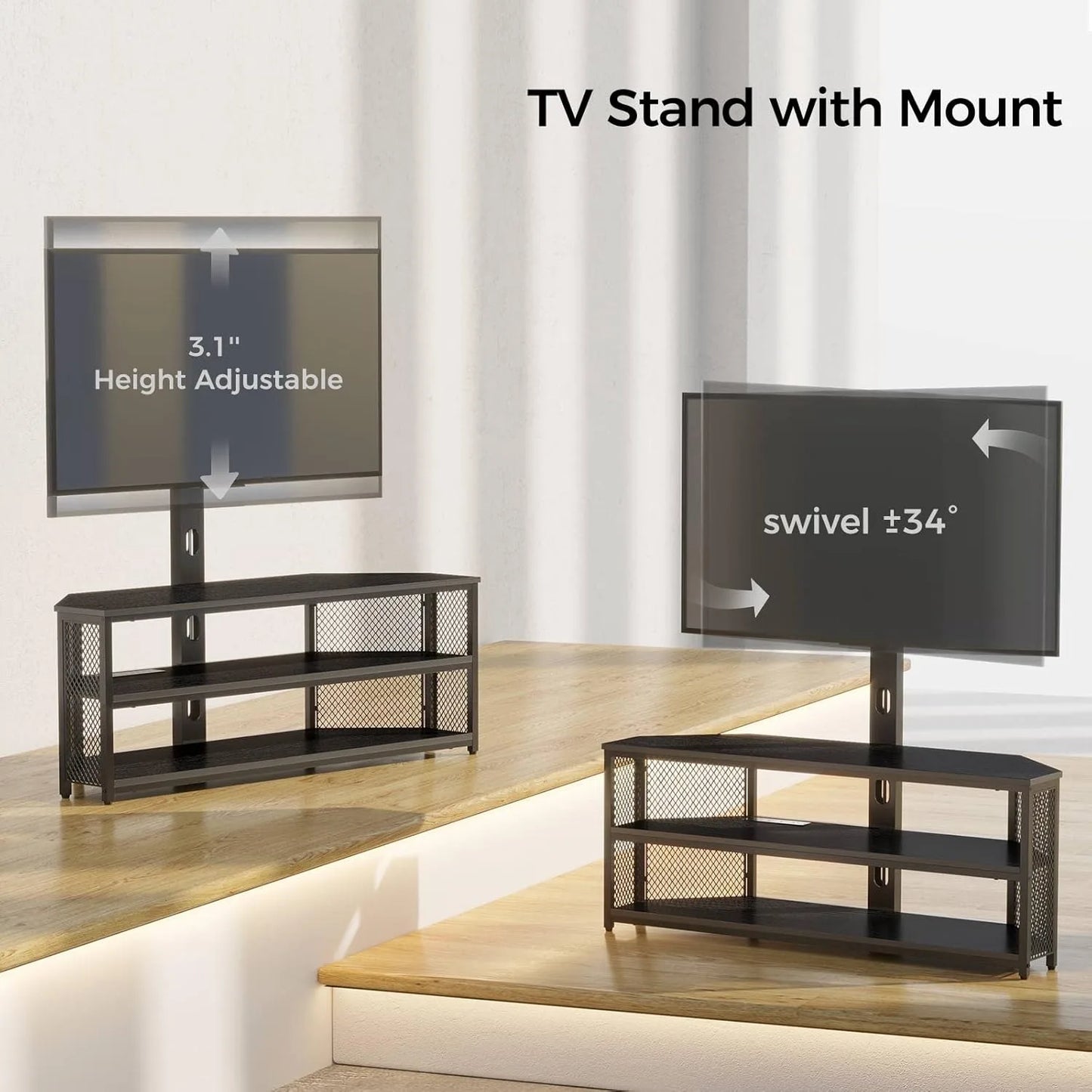 TV, Entertainment Center with LED Lights