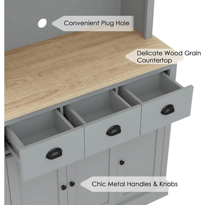 Tall Microwave Hutch with Drawers