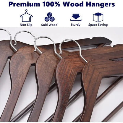 30 Pack Vintage Wooden Coat Hangers